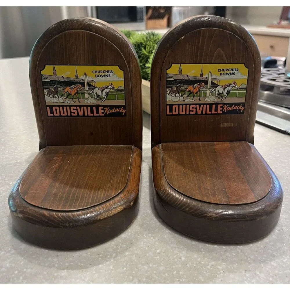 2 Kentucky Derby Churchill Downs Custom Wooden Bookends Louisville KY Robertson